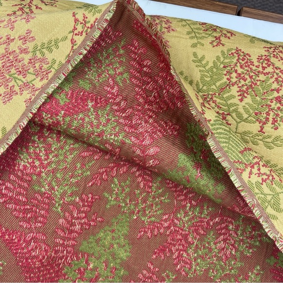 Upholstery Fabric-gold with ferns/flowers botanical design-uncut-6 yards-54” - Picture 5 of 9